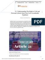Article 21 of The Constitution of India - Understanding Right To Life and Personal Liberty From Case Laws - Academike