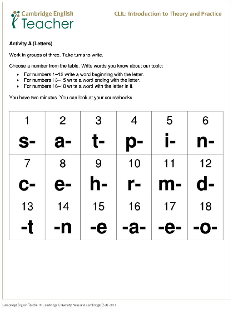 Activity Clil Writing | PDF
