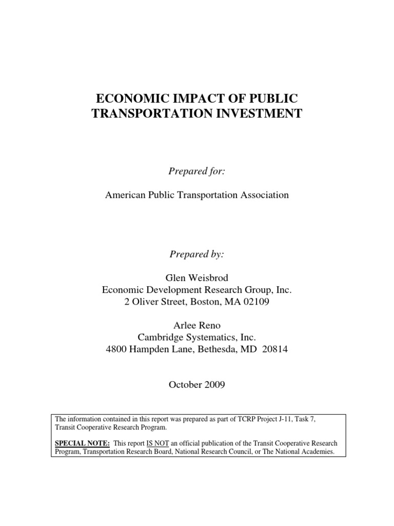 Economic Impact of Public Transportation Investment | PDF | Public ...