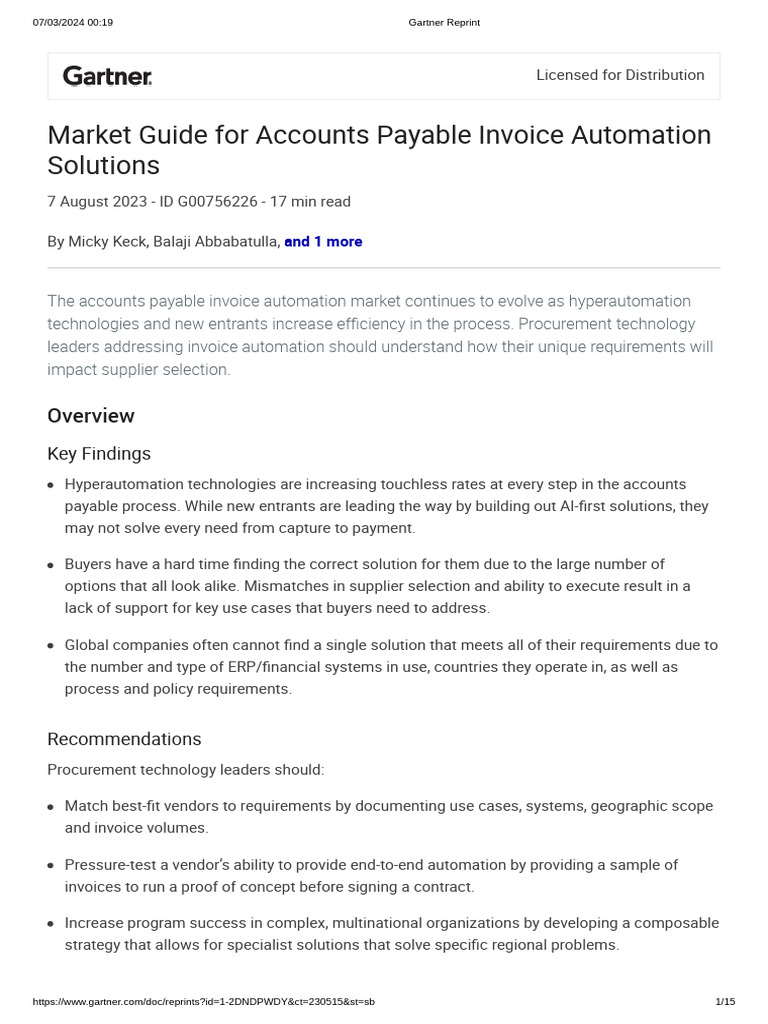 Market Research Accounts Payable Invoice Automation Solutions | PDF ...
