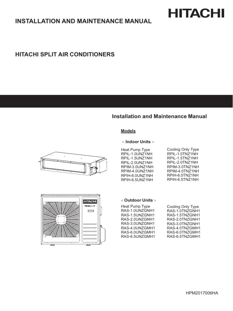 Hitachi Split AC Installation Manual | PDF | Air Conditioning ...