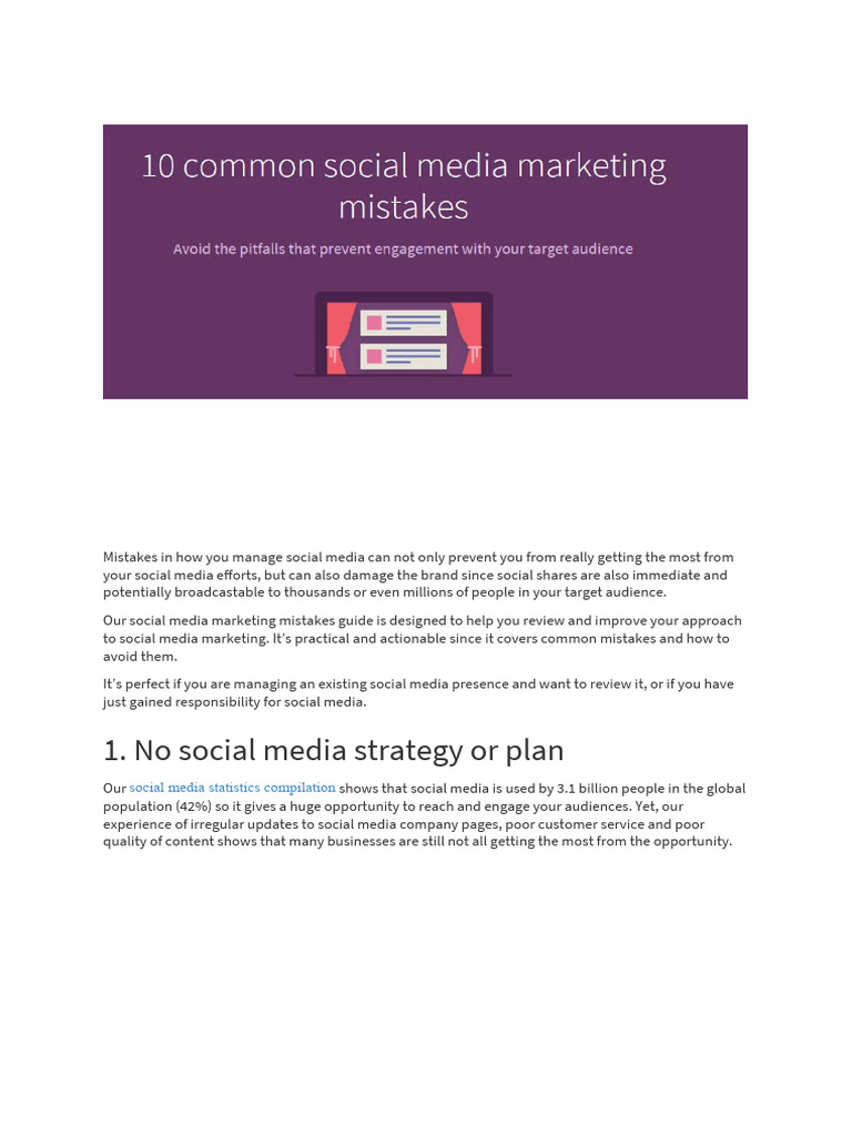 10 Common Social Media Marketing Mistakes | PDF | Popular Culture ...