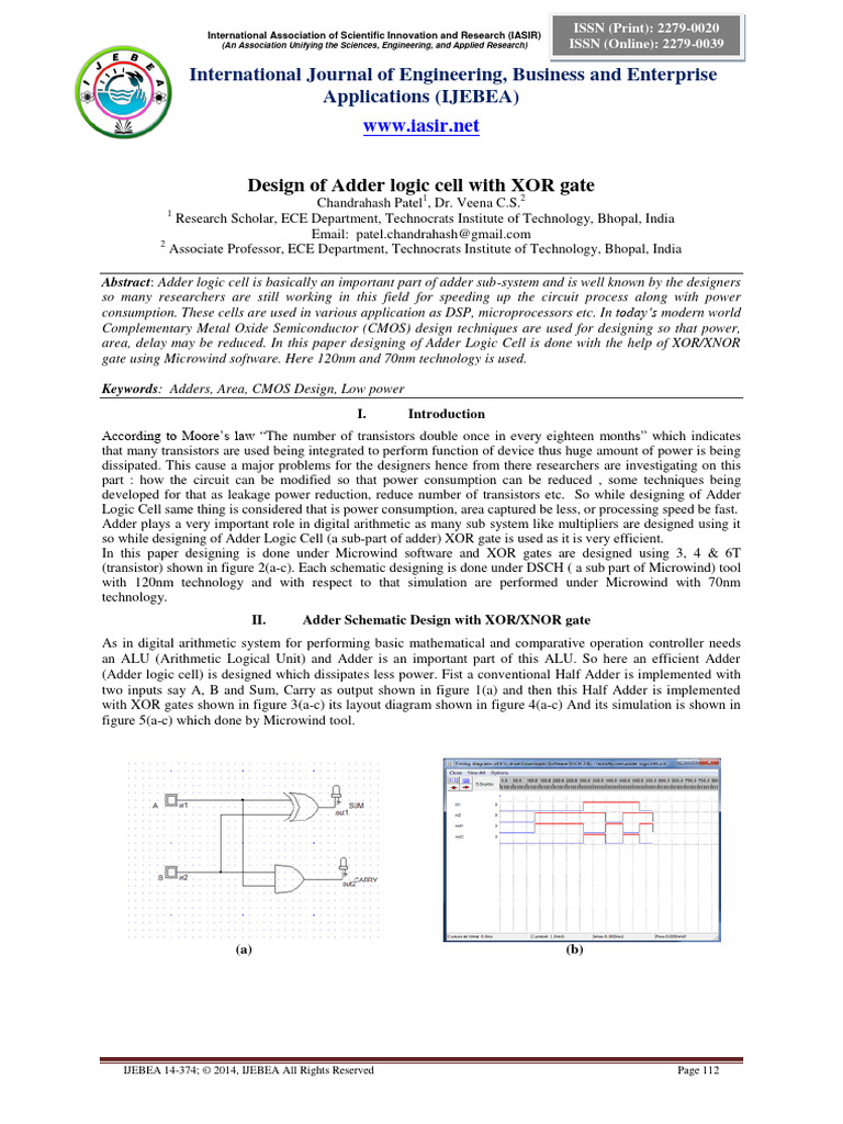 Efficient Adder Logic Cell Design | PDF | Logic Gate | Cmos