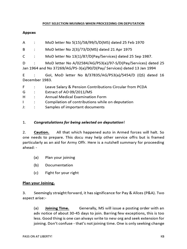 Guidelines for Joining on Deputation | PDF | Business | Finance & Money ...
