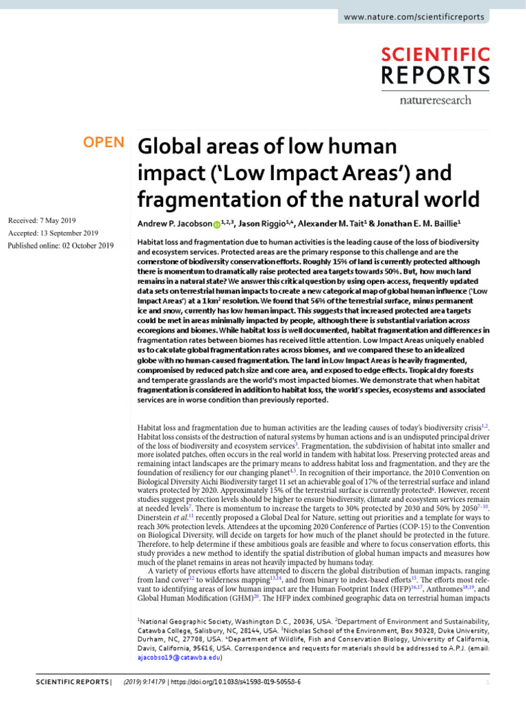 Global Areas of Low Human Impact On The Natural World | PDF | Forests ...