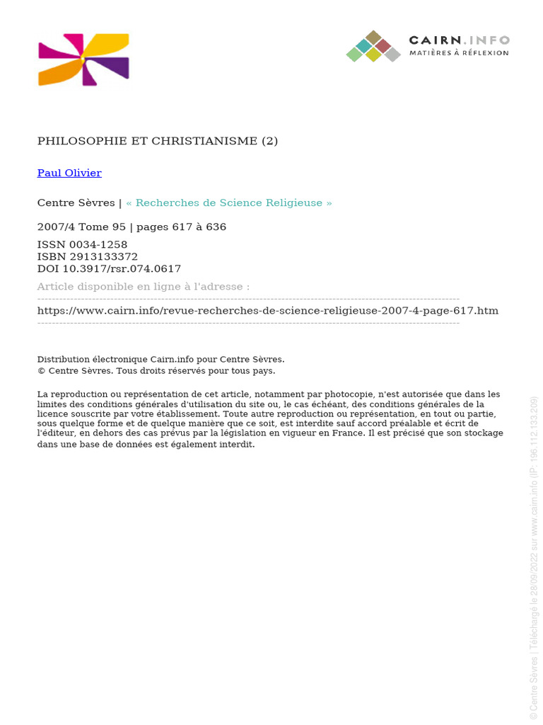 Philosophie et Christianisme : Analyse | PDF | Herméneutiques | Métaphore