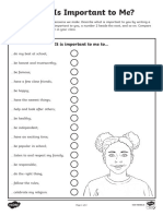 Roi2 P 45 What Is Important To Me Activity Sheets