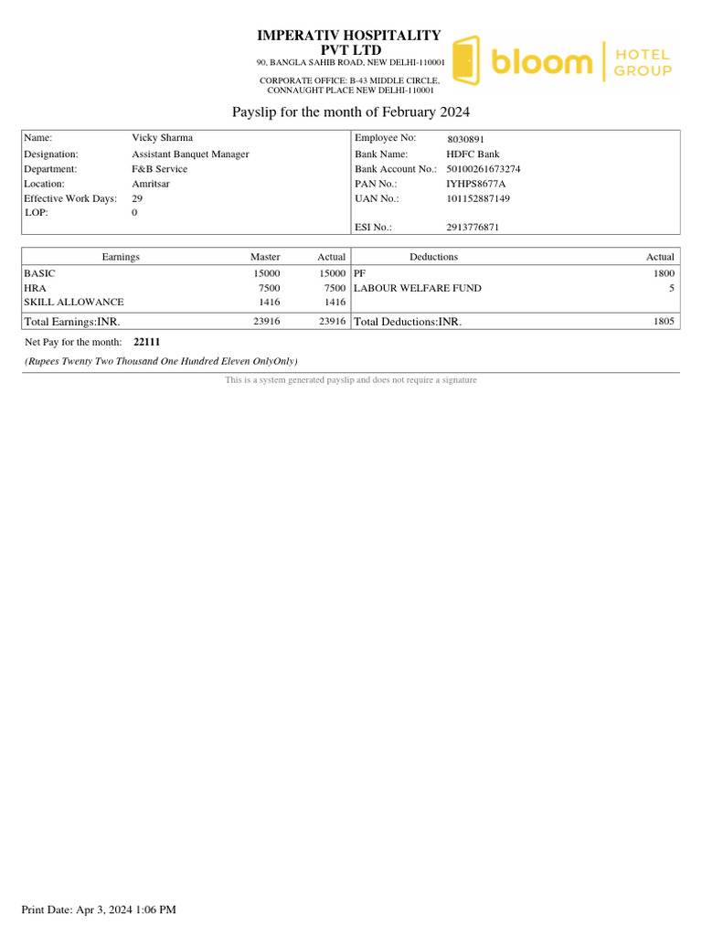 Payslip Feb 2024 PDF PDF