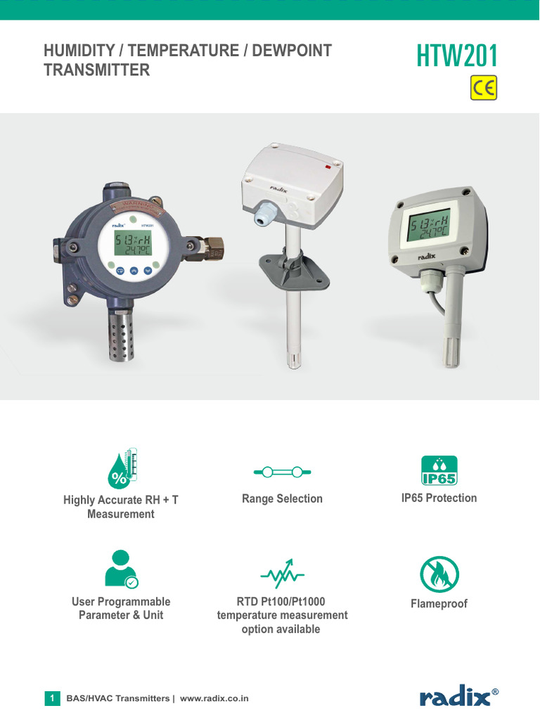 HTW201 Humidity & Temperature Transmitter | PDF | Humidity | Electrical ...
