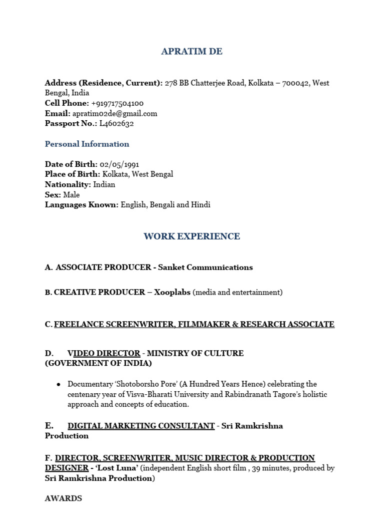 Apratim de updated cv pdf
