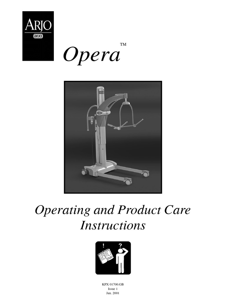 Arjo Opera Lifting Equipment User Manual | PDF | Chair | Battery Charger