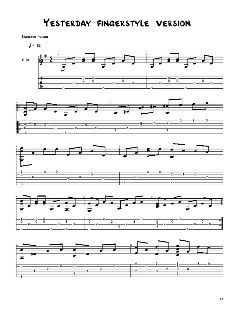 Yesterday-Fingerstyle Version PDF Version | PDF