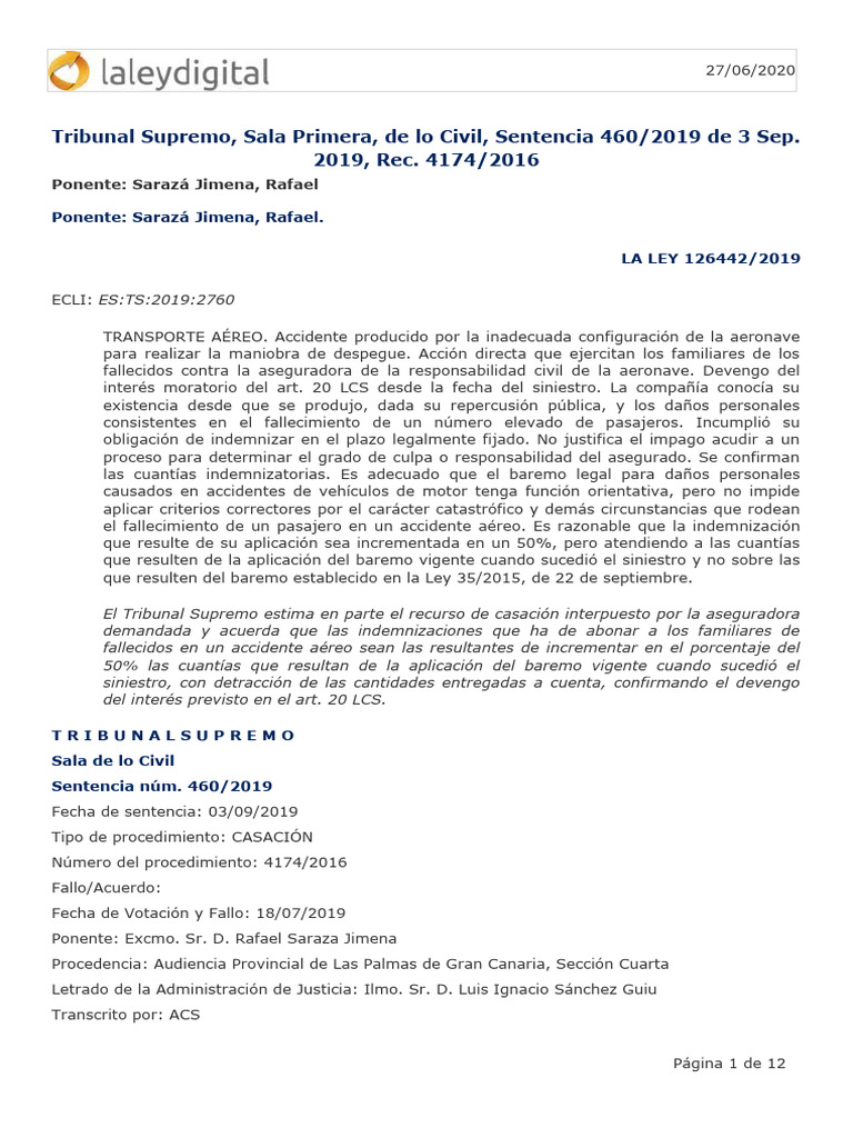 Tribunal Supremo, Sala Primera, de Lo Civil, Sentencia 460/2019 de 3