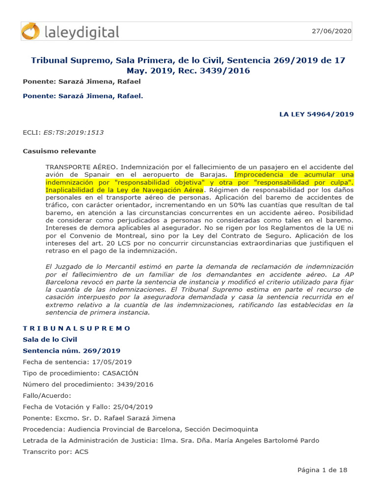 Tribunal Supremo, Sala Primera, de Lo Civil, Sentencia 269/2019 de 17