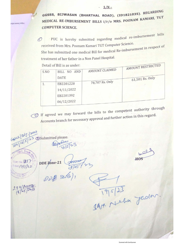 Medical Bill Note Sheet PDF | PDF
