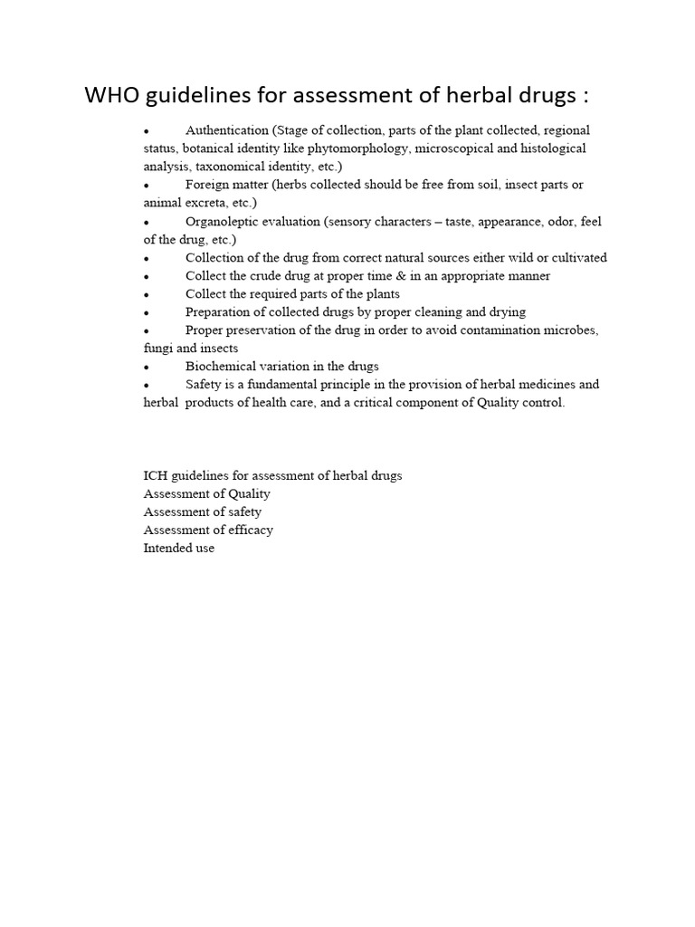 WHO Guidelines for Assessment of Herbal Drugs PDF