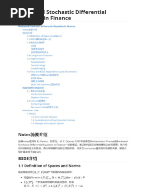 Backward Stochastic Differential Equation in Finance | PDF