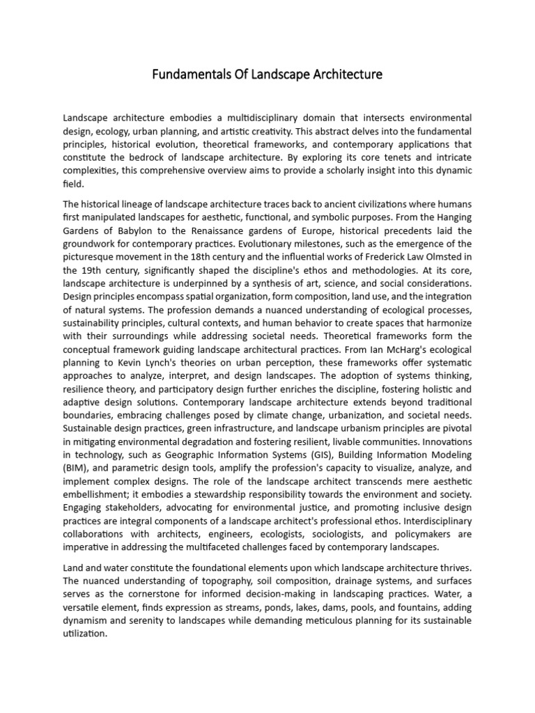 Fundamentals Of Landscape Architecture Pdf Landscape Landscape