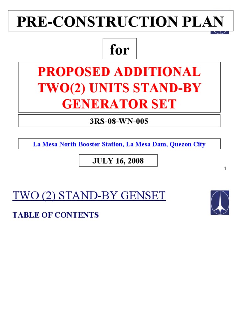 La Mesa Genset Project Pre-Construction Plan | PDF | Electrical Wiring ...