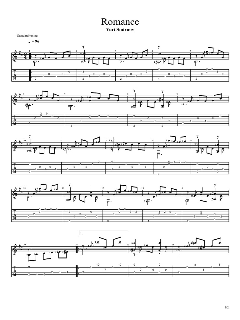 Romance by Yuri Smirnov - Guitar Pro Tab | PDF | Guitar Family ...