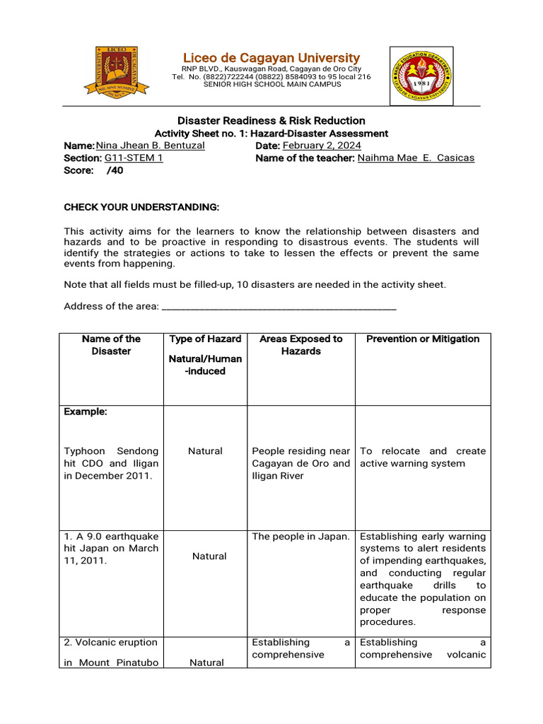 W1 Disaster Hazard Assessment Pdf