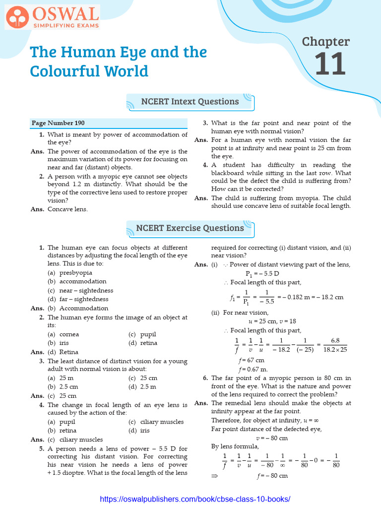 NCERT EXEMPLAR CLASS 10 PHYSICS HUMAN EYE SOLUTIONS intelligence overview