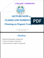 Classes and Nomenclature of Organic Compounds