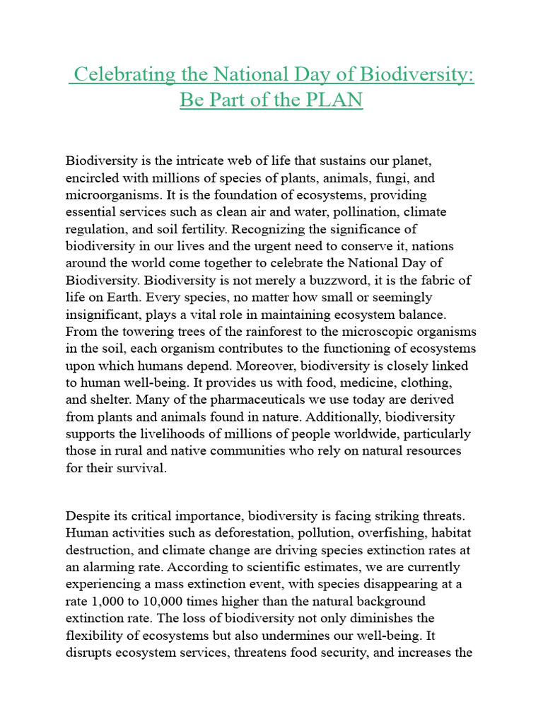 National Day of Biodiversity 2023 | PDF | Biodiversity | Sustainability