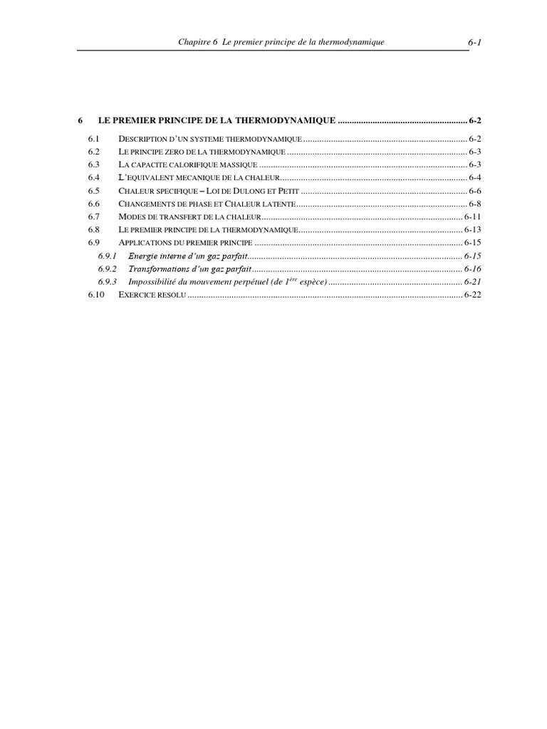 Premier principe de la thermodynamique | PDF | Chaleur | Transfert ...