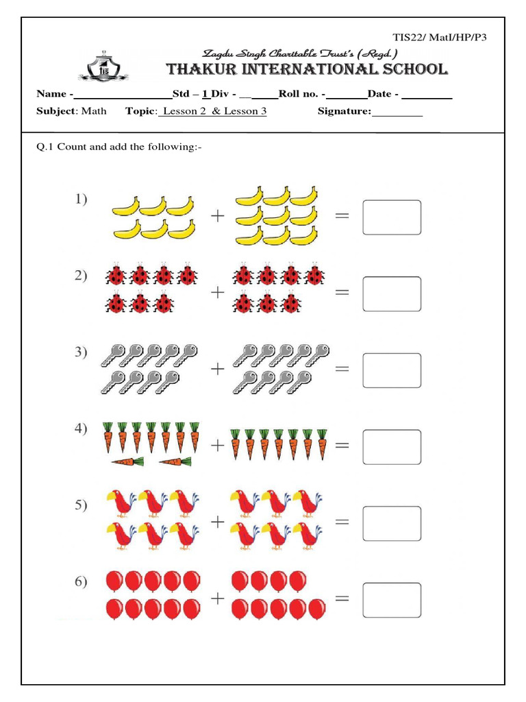 Hp Maths Lesson 2 & Lesson 3 Grade1 Checked (1) PDF