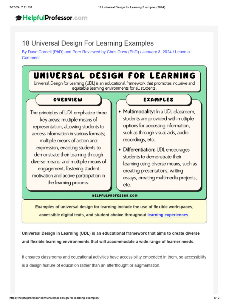 18 Universal Design For Learning Examples (2024) | PDF | Learning ...