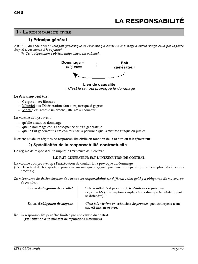 Responsabilité civile et pénale expliquée | PDF | Droit des obligations ...