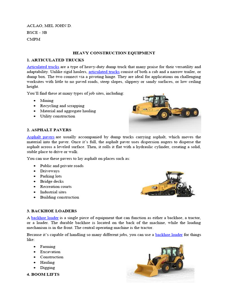 Overview of Heavy Construction Equipment | PDF | Loader (Equipment ...