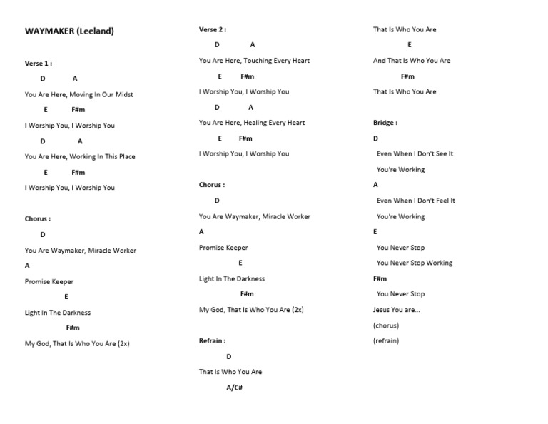 Waymaker Lyrics and Chords | PDF