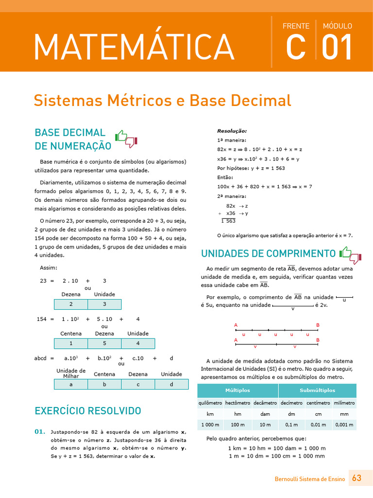 Matemática: Bases e Unidades de Medida | PDF | Pé (unidade de medida ...