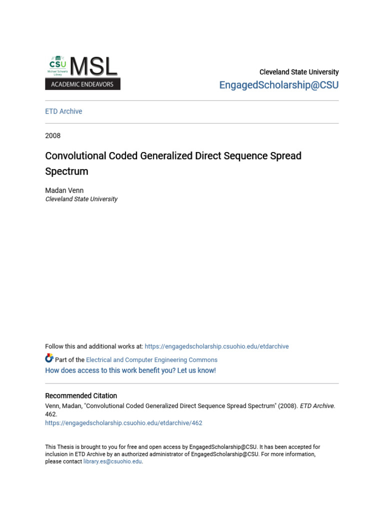 Convolutional Coded Generalized Direct Sequence Spread Spectrum | PDF ...