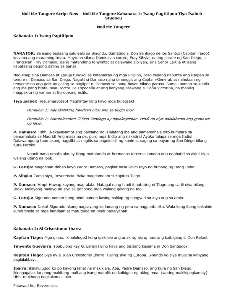 Noli Me Tangere Script New Rec | PDF
