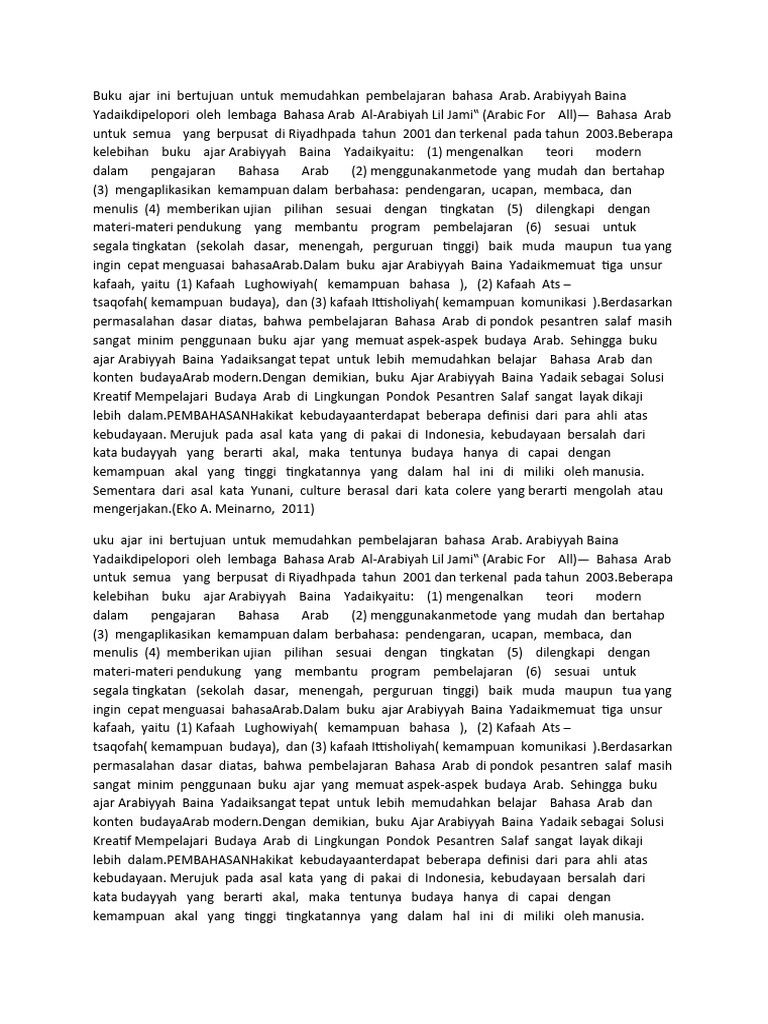 Buku Ajar Ini Bertujuan Untuk Memudahkan Pembelajaran Bahasa Arab | PDF
