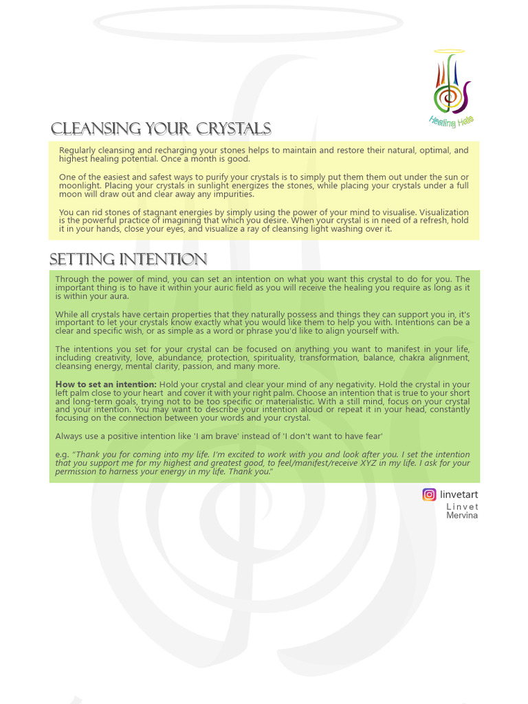 Crystal Write Up (Healing Halo) - Cleansing & Intention PDF Mind