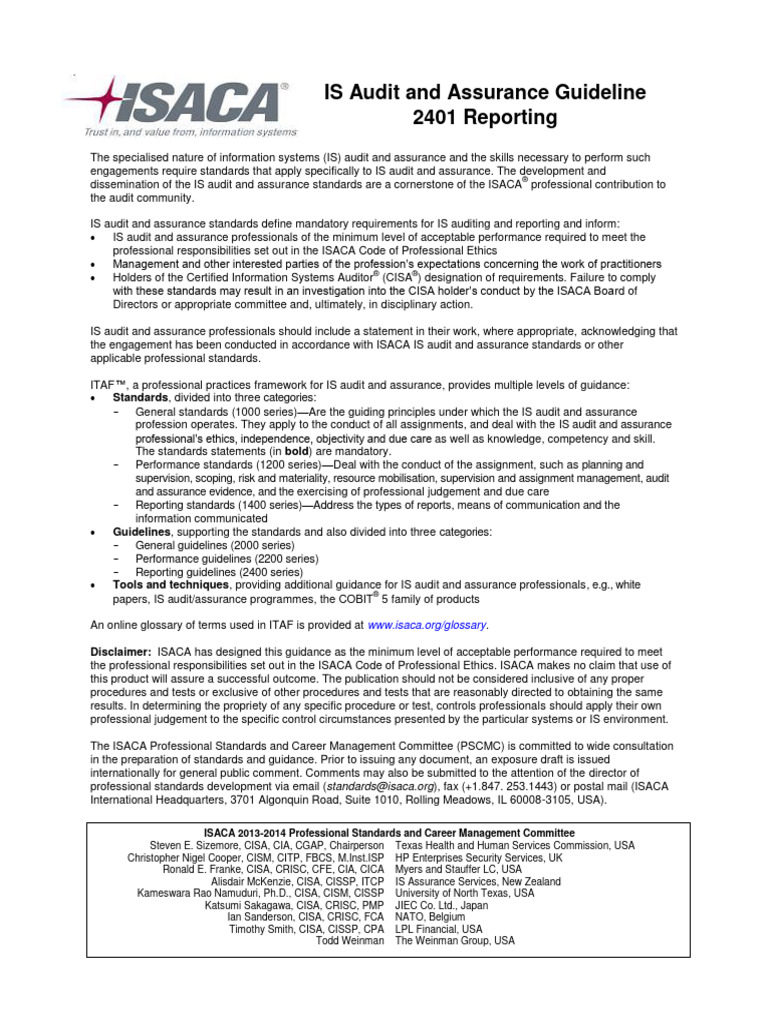 Is Audit and Assurance Guideline 2401 Reporting | PDF | Audit ...