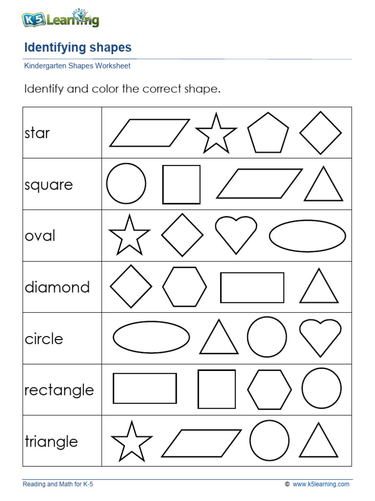 Kindergarten Shapes Identification Worksheet | PDF | Home & Garden
