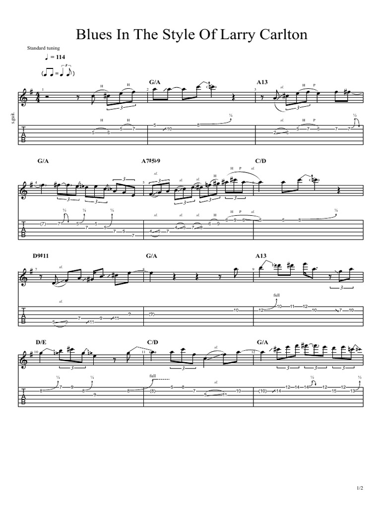LARRY CARLTON BEST パート譜 LARRY CARLTON BEST パート譜 Blues Guitar Tabs: Larry Carlton Style