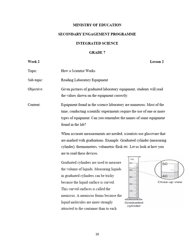 Grade 7 Integrated Science Reading Laboratory Equipment | PDF | Metrology