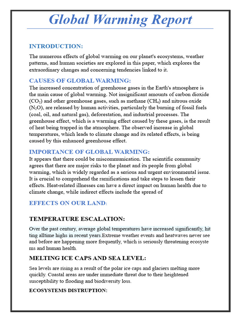 Uet-2023-Bba - Final Report of Project | PDF | Climate Change | Climate ...