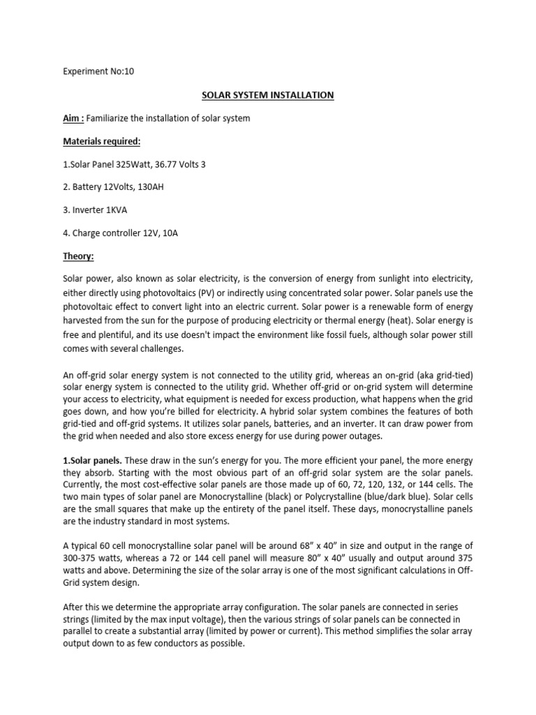 Solar System Installation Guide | PDF | Solar Power | Photovoltaics