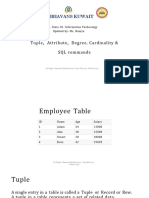 Tuple, Attribute, Degree, Cardinality 