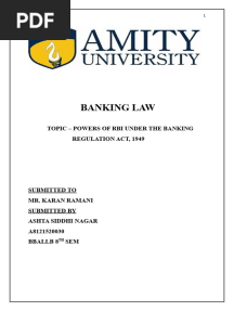 Powers of Rbi Under Banking Regulation Act