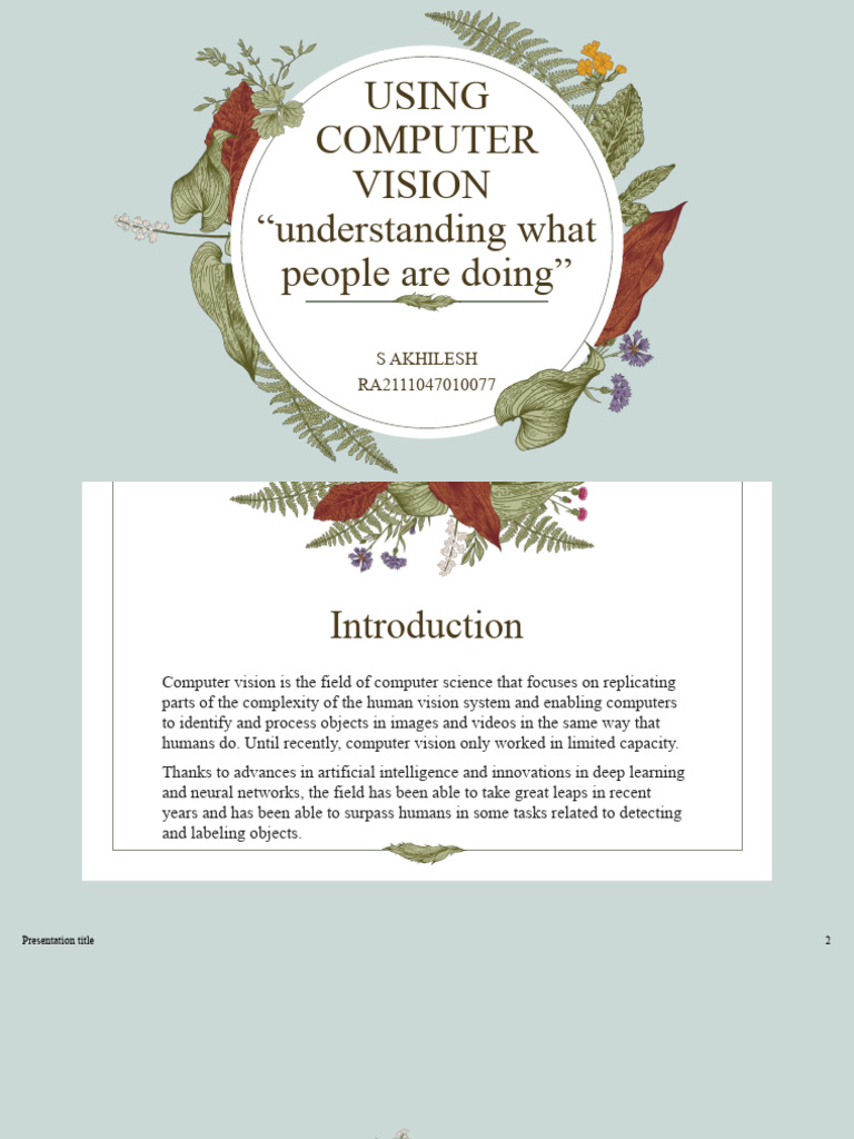 USING COMPUTER VISION | PDF