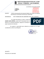 Oficio #019-2022 Informa Reincorporacion Docente Siaden Limo Cinthia Ie #11249 Las Colmenas