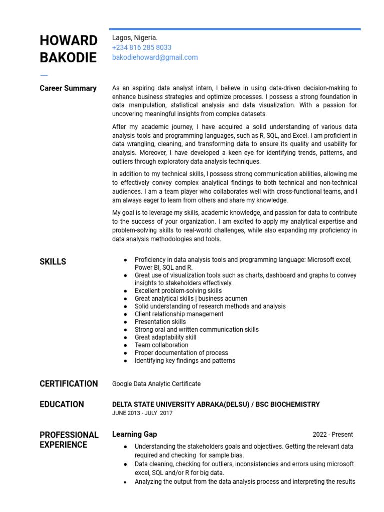 Aspiring Data Analyst Resume Summary | PDF | Data Analysis | Data